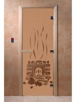 Дверь "Банька бронза матовая" (8мм, 3 пет, кор. ольха) 190х70