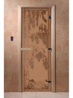 Дверь "Березка бронза матовая" (8мм, 3 пет, кор. ольха) 190х70