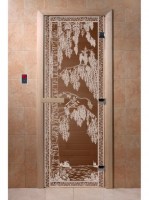Дверь "Березка бронза" (8мм, 3 пет, кор. ольха) 190х70 левая