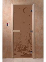 Дверь "Зима бронза матовая" (8мм, 3 пет, кор. ольха) 190х70